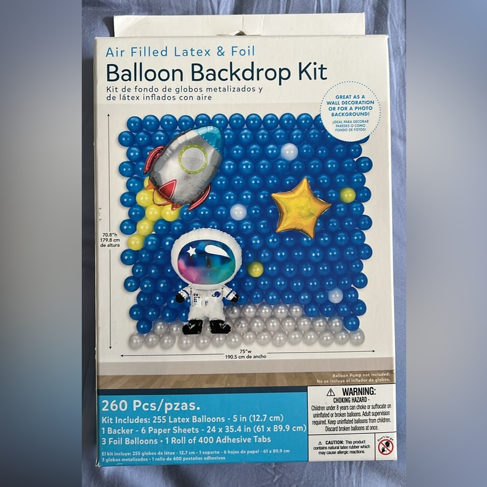 Blue and White Space Theme Balloon Backdrop Boy Birthday Party Decoration Kit